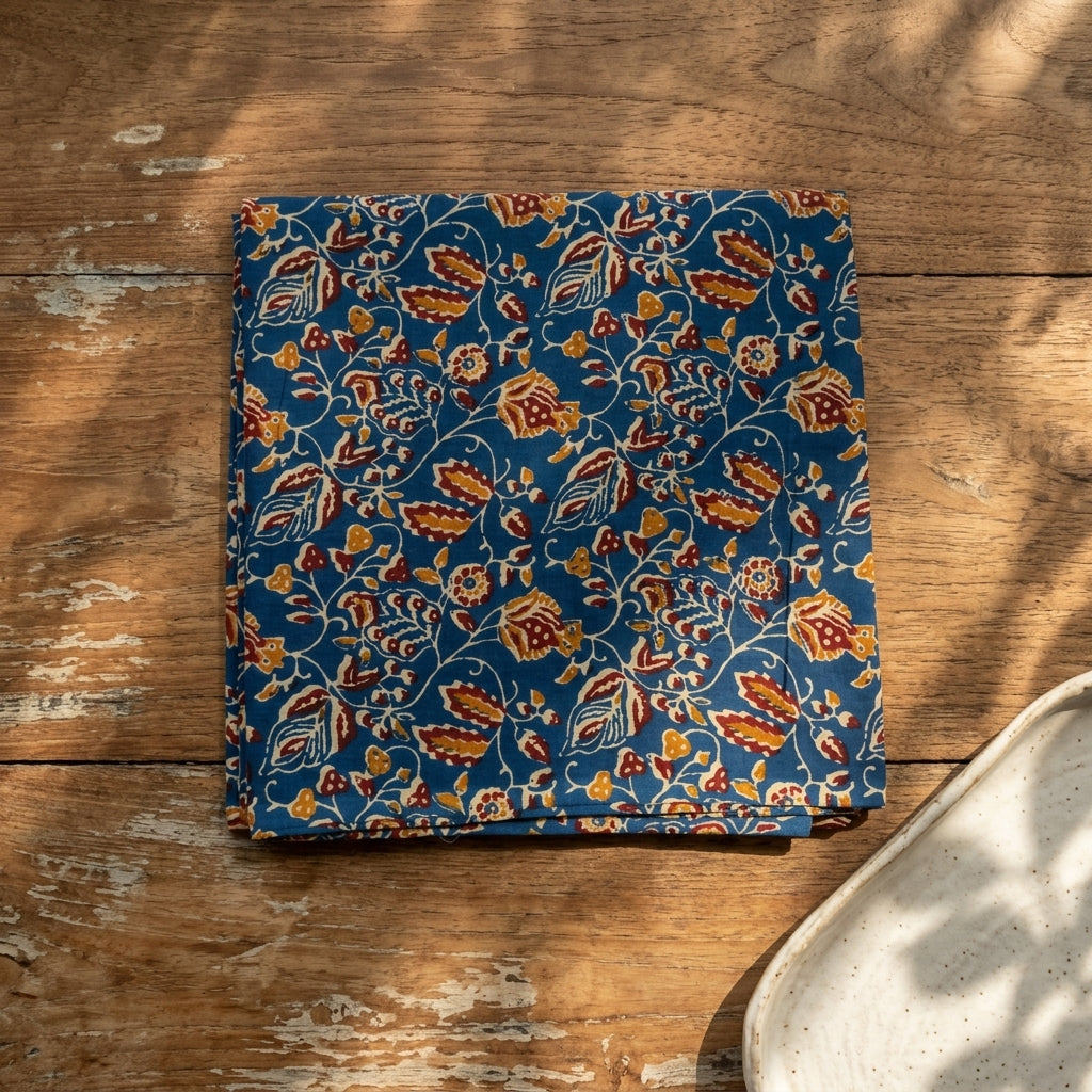 Blue Ajrakh Top Only Material
