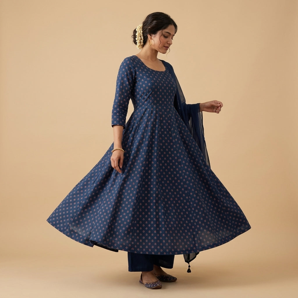 Rayon Deep Blue Top Only Material