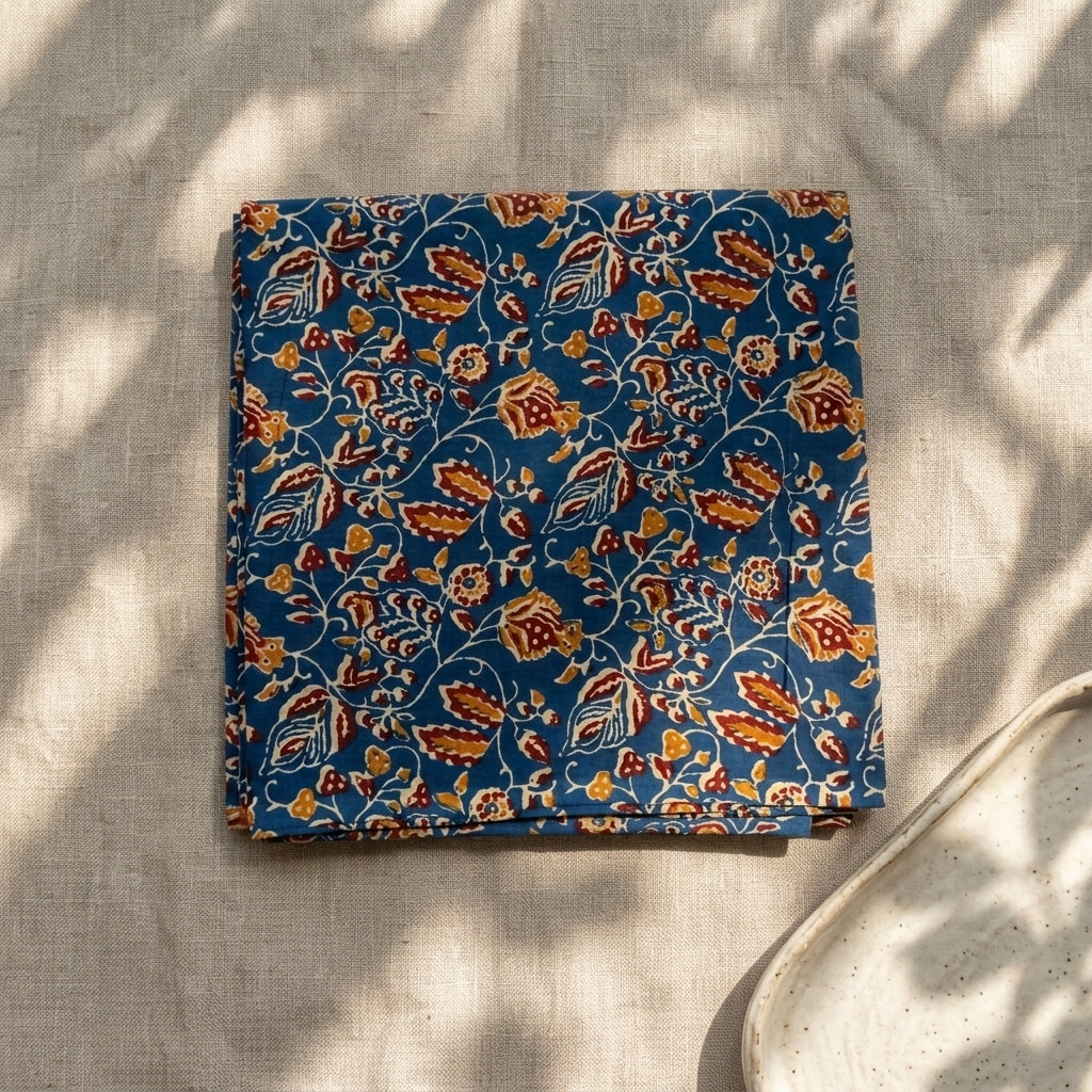 Blue Ajrakh Top Only Material