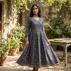 Blue Ajrakh Top Only Material