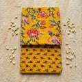 Mango Yellow Floral Cotton Cord Set Material