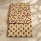 Beige Elegant Floral Cotton Cord Set Material