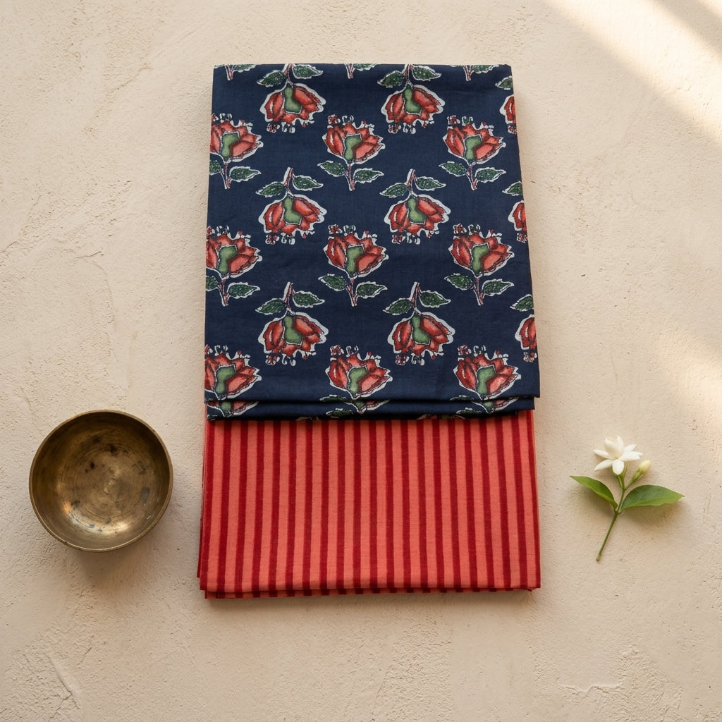 Dark Blue and Red Cotton Cord Set