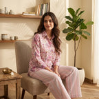 Floral Elegant pink Cotton Cord Set Material