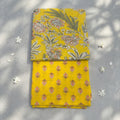 Yellow Floral Cotton Cord Set Material