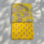 Yellow Floral Cotton Cord Set Material