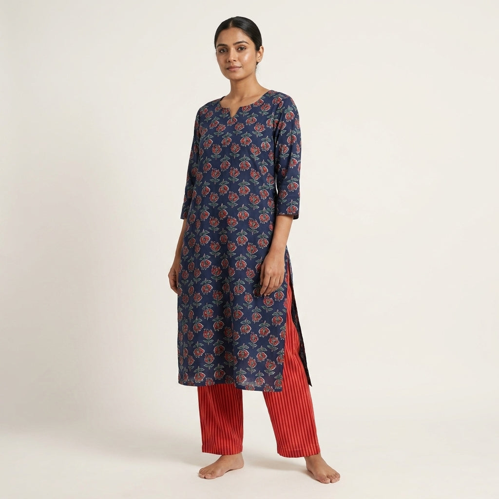 Dark Blue and Red Cotton Cord Set