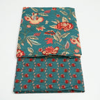 Teal Blue Floral Cotton Cord Set