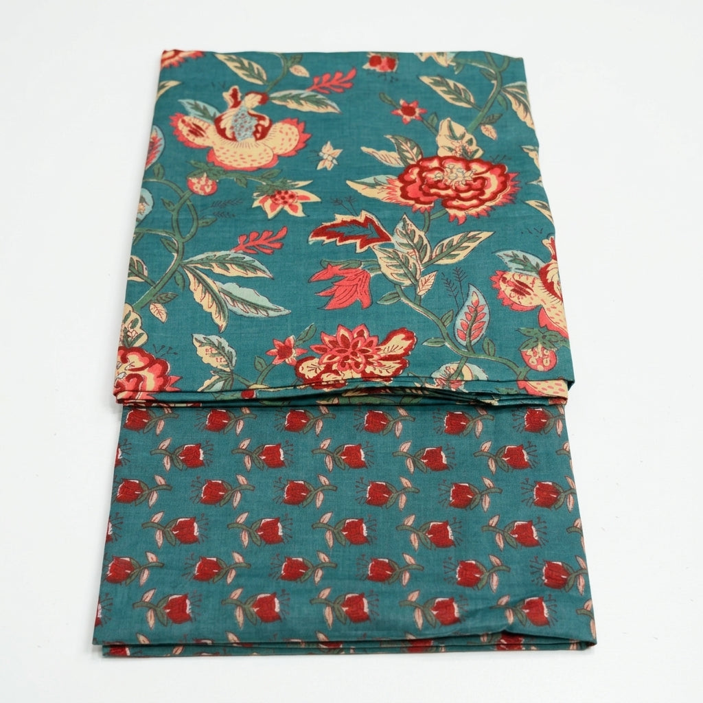 Teal Blue Floral Cotton Cord Set