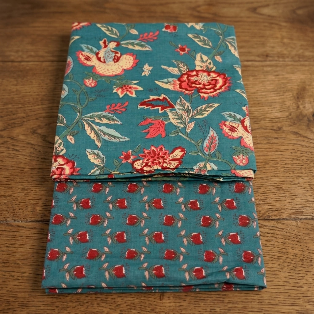 Teal Blue Floral Cotton Cord Set