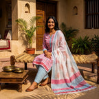 Pink Chiffon Dupatta Cotton Set