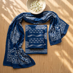 Elegant Navy Blue Cotton Dupatta Set