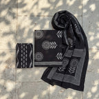 Black Cotton Dupatta Set