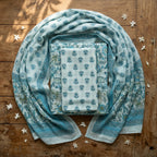 Light Blue Cotton Dupatta Set