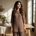 Brown Cotton Cord Set Material