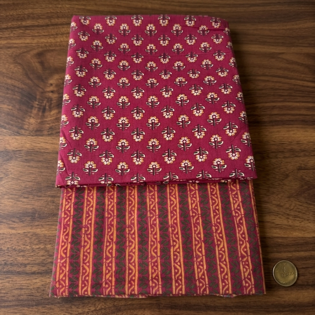 Dark Pink Cotton Cord Set Material