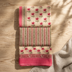 Onam Series - Elegant Pink Cotton Dupatta set