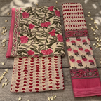 Onam Series - Pink Floral Dupatta set