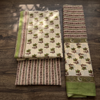 Onam Series - Olive Green Cotton Dupatta set