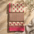 Onam Series - Elegant Pink Cotton Dupatta set