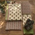 Onam Series - Olive Green Cotton Dupatta set