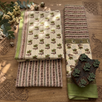 Onam Series - Olive Green Cotton Dupatta set