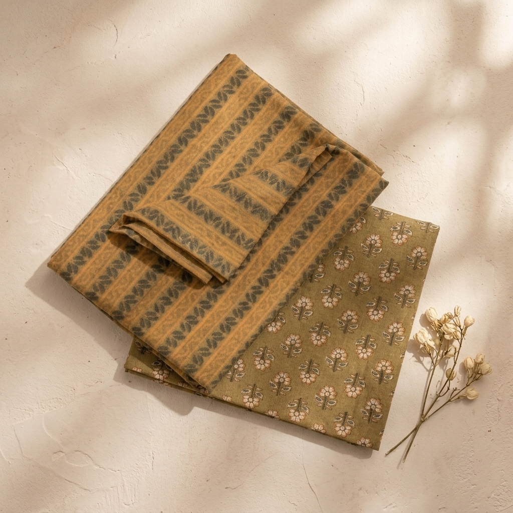 Khaki Colour Cotton Cord Set Material