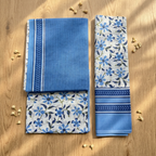 Blue And White Floral Cotton Dupatta set