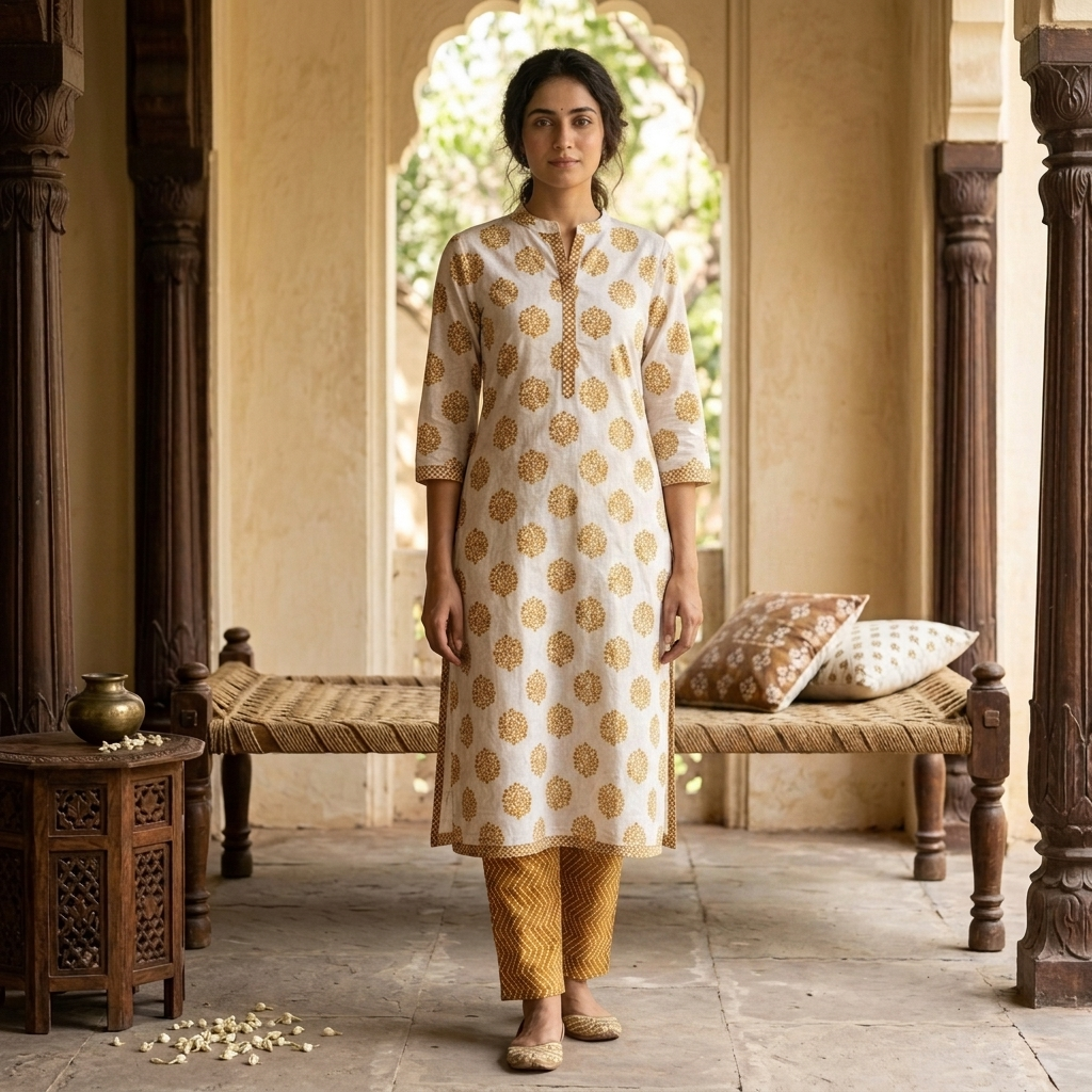 Tan and Cream Cotton Cord Set