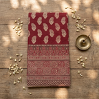 Ajrakh Maroon Top Only Cotton Material