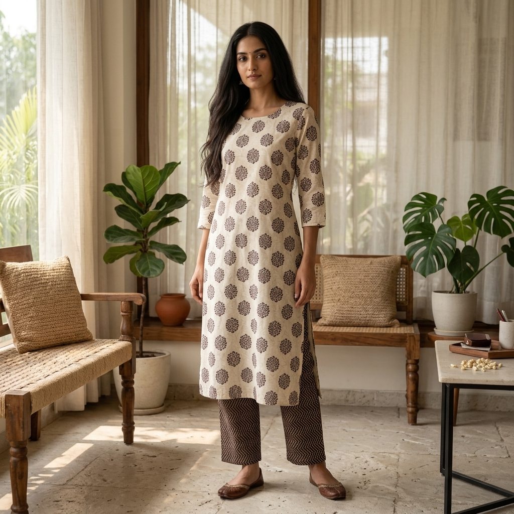 Brown and Cream Cotton Cord Set