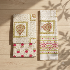 Off-white and Pink Cotton Dupatta Set