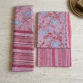 Pastel Pink and Blue Cotton Dupatta Set