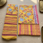 Yellow and Pink Cotton Dupatta Set