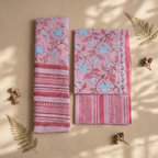 Pastel Pink and Blue Cotton Dupatta Set