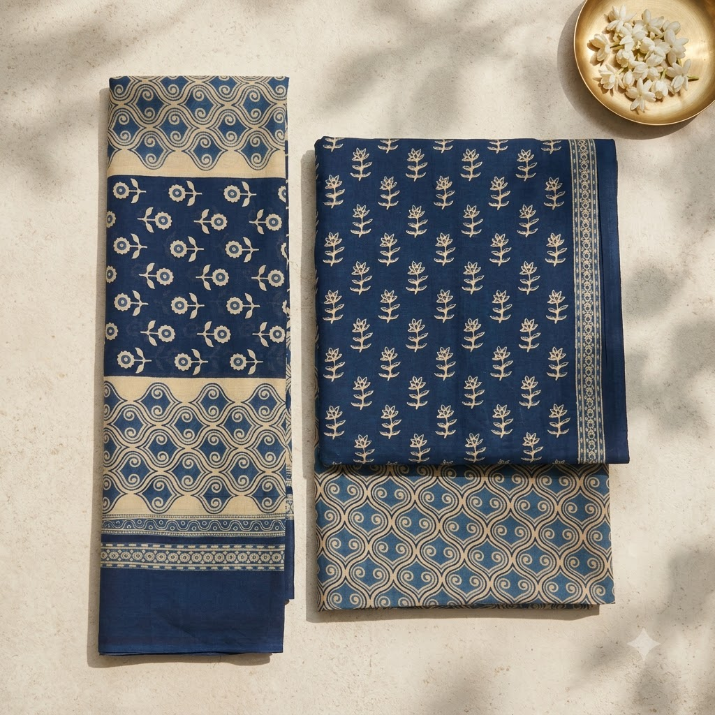 Indigo Blue Premium Cotton Dupatta set
