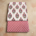 White and pink Floral Cotton Cord set