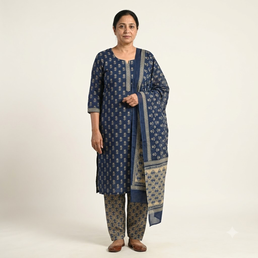 Indigo Blue Premium Cotton Dupatta set
