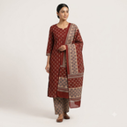 Maroon Premium Cotton Dupatta Set