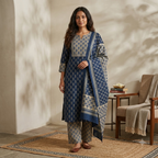Indigo Blue Premium Cotton Dupatta set