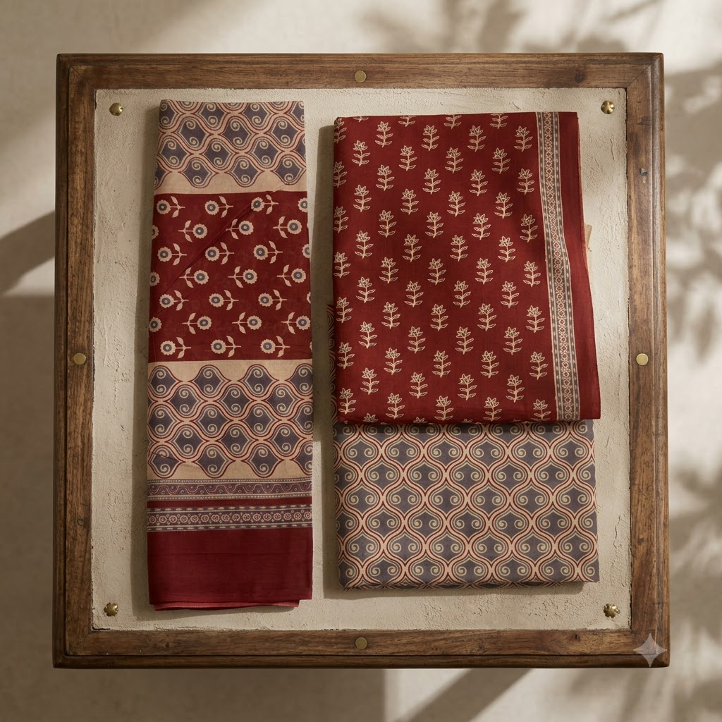 Maroon Premium Cotton Dupatta Set