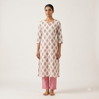 White and pink Floral Cotton Cord set