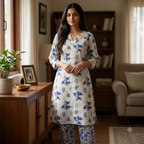 White and Blue Cotton Cord Set