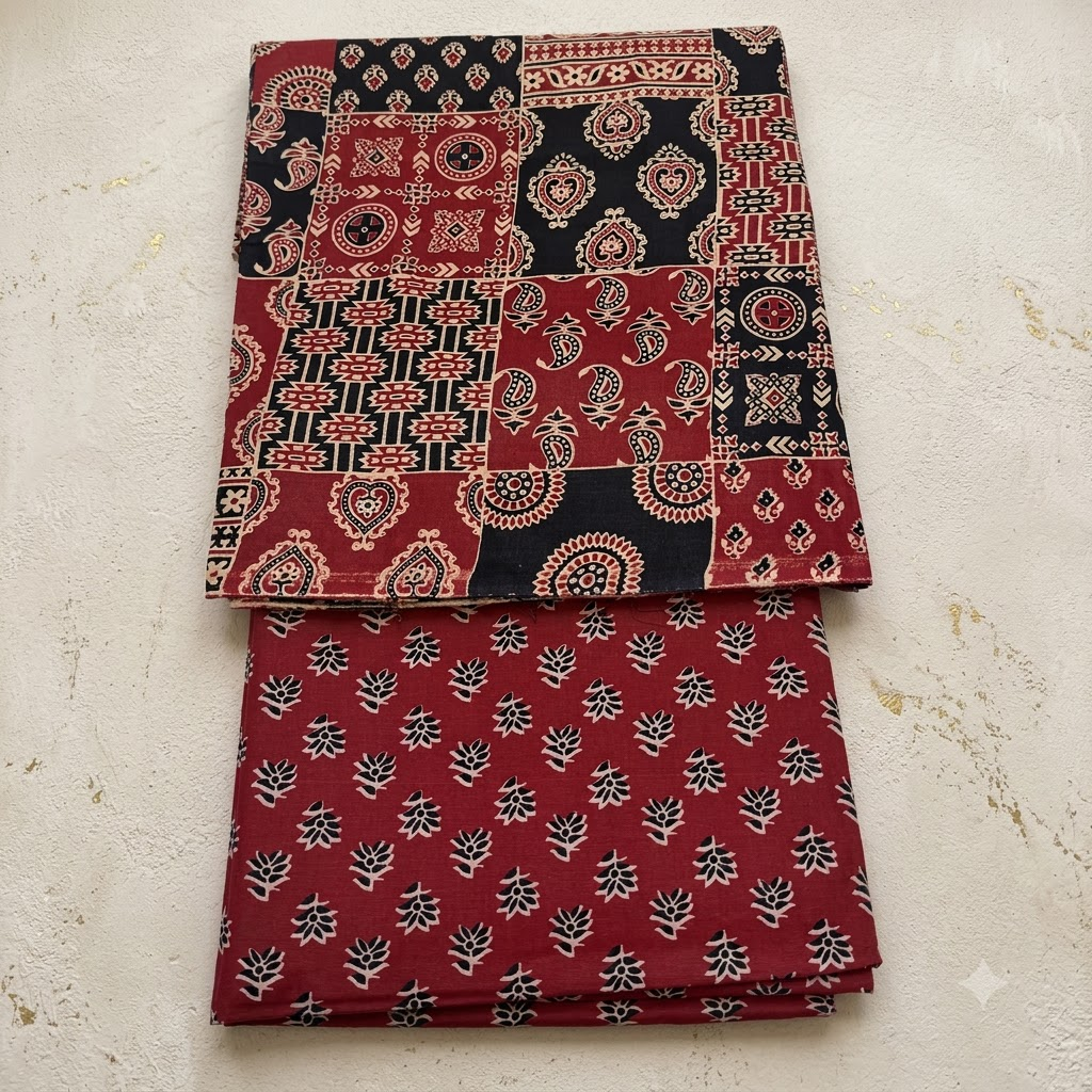 Ajrakh Maroon cotton cord set
