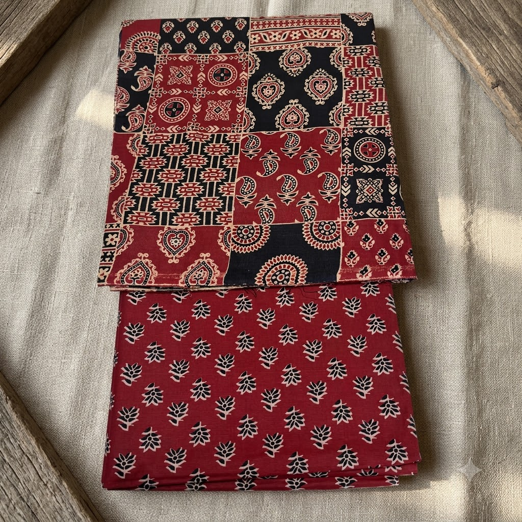 Ajrakh Maroon cotton cord set