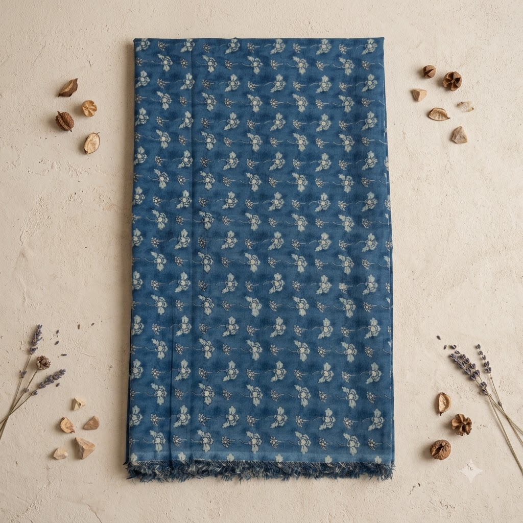 Premium Cotton Elegant Blue Cotton Top Only Material