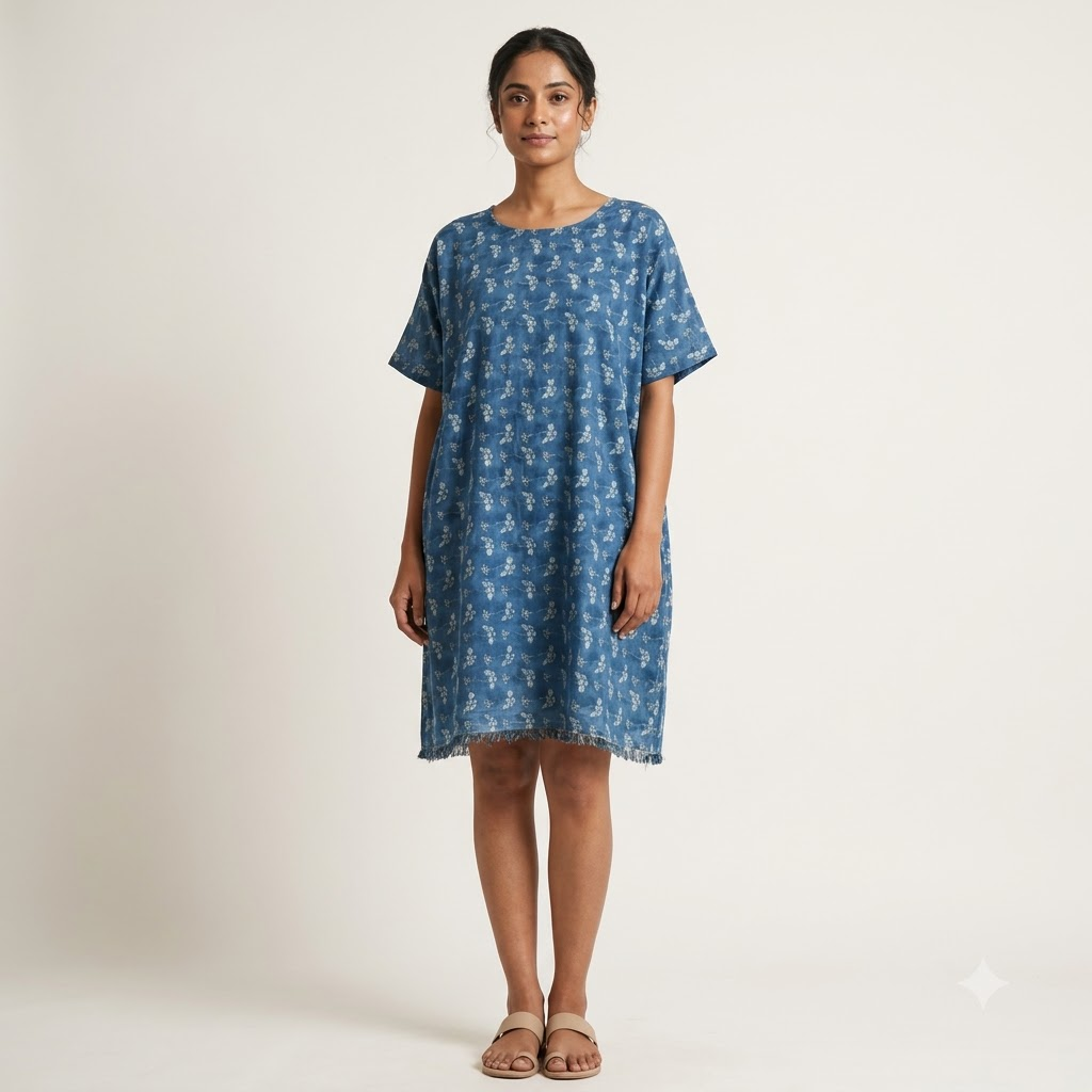 Premium Cotton Elegant Blue Cotton Top Only Material