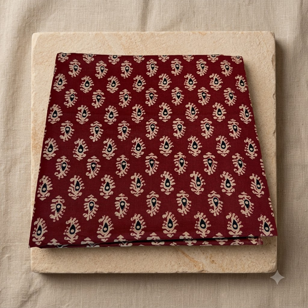 Maroon Ajrakh Top Material