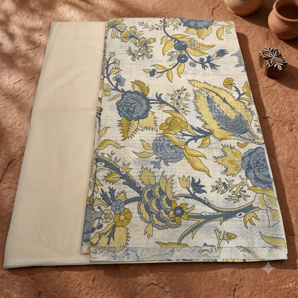 Off white Floral Elegant Cord Set