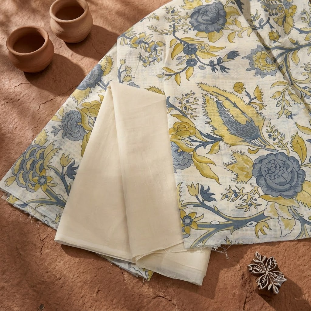 Off white Floral Elegant Cord Set
